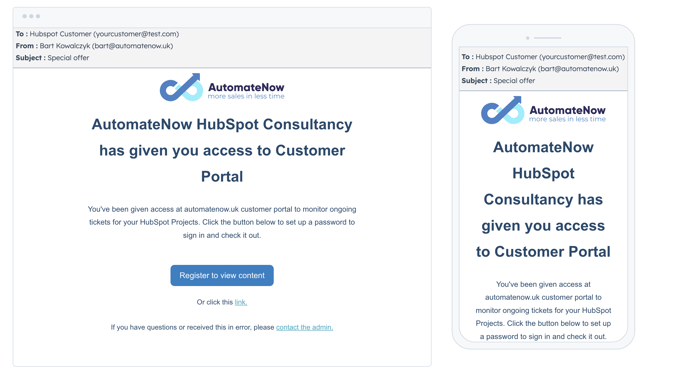 Email to our Clients with access to HubSpot Ticketing system