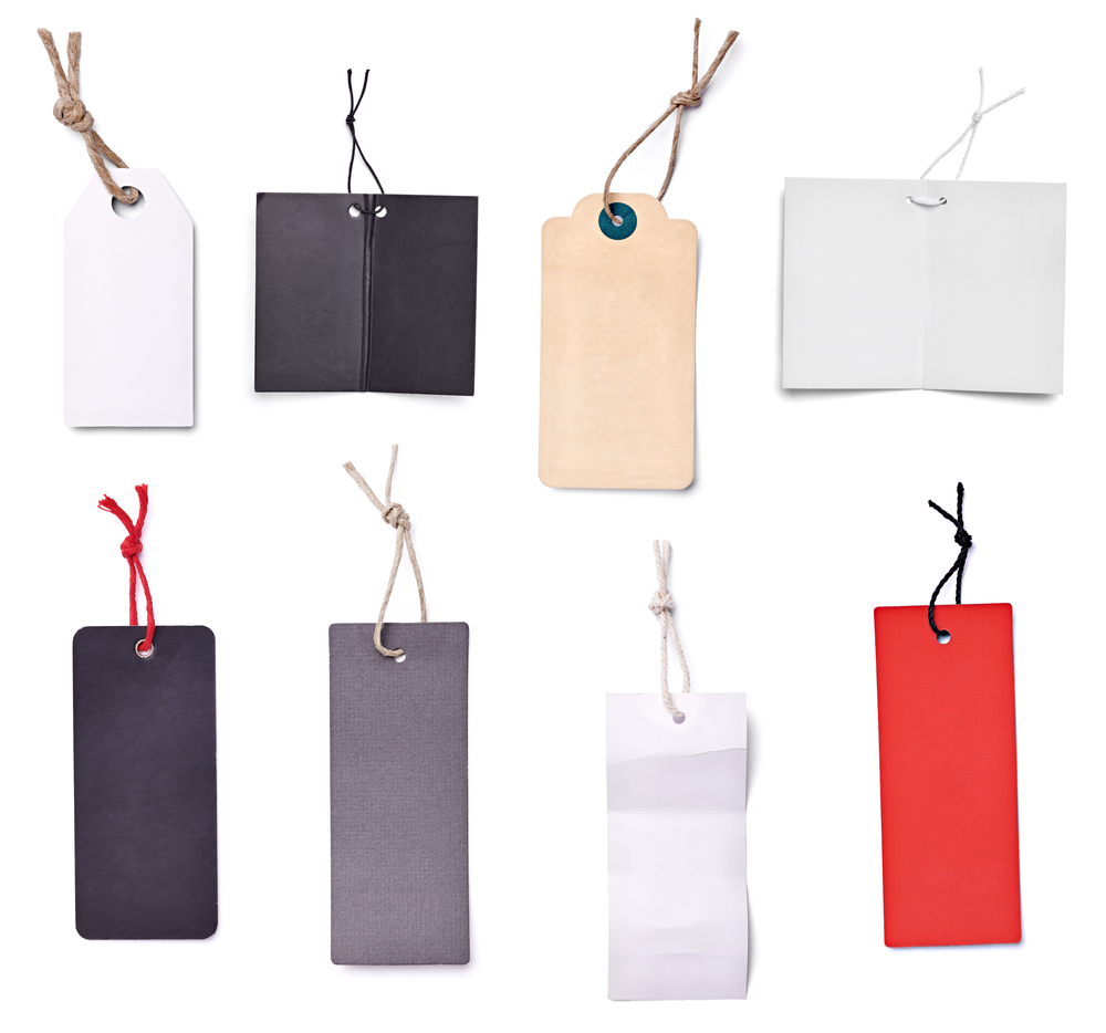 collection of blank price labels on white background. each one is shot separately collection of blank price labels on white background. each one is shot separately